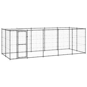 Outdoor Dog Kennel Steel with Roof 130.2 ftÂ²