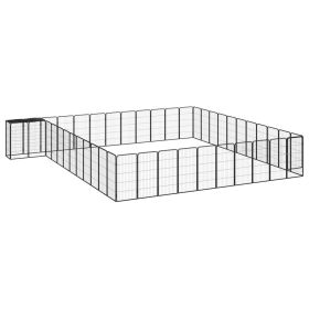 46-Panel Dog Playpen Black 19.7"x39.4" Powder-coated Steel