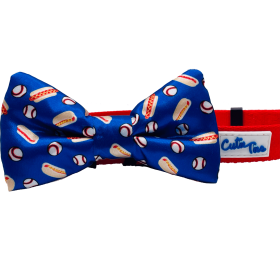 Cutie Ties Dog Bow Tie (Color: Baseball/Hotdogs, size: one size)