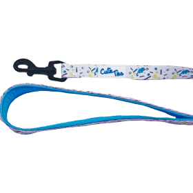 Cutie Ties Fun Design Dog Leash (Color: Dino Doggy White, size: small)