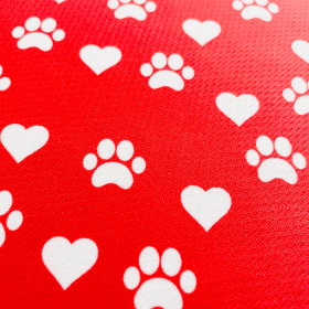 Cutie Ties Tie On Dog Bandana (Color: Paw Prints & Hearts Red, size: large)