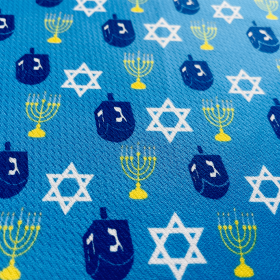 Cutie Ties Tie On Dog Bandana (Color: Hanukkah Blue Dreidel, size: large)