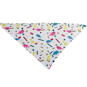 Cutie Ties Tie On Dog Bandana (Color: Dino Doggy White, size: small)