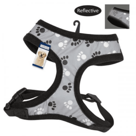 Casual Canine Reflective Pawprint Harnesses (Color: black, size: large)