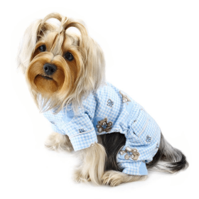 Adorable Teddy Bear Love Flannel PJ (Color: light blue, size: small)