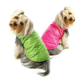 Reversible Parka Vest with Ruffle Trims (Color: Lime/Pink, size: large)