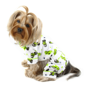 Playful Dinosaur Flannel Pajamas (Color: White, size: XS)