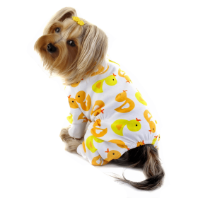 Knit Cotton Pajamas with Yellow Ducky (Color: White, size: XS)