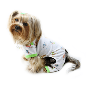 Knit Cotton Pajamas with Party Animals (Color: White, size: XL)