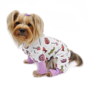 Ultra Soft Plush Minky Sweet Candies Pajamas (Color: White, size: medium)