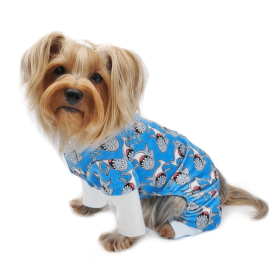 Ultra Soft Plush Minky Silly Sharks Pajamas (Color: Blue, size: small)