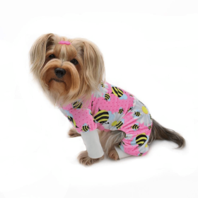 Ultra Soft Plush Minky Bumblebee & Flower Pajamas (Color: pink, size: XS)