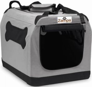 Zampa Pet Portable Crate, Comes with A Carrying Case (Color: Grey, size: 48" x 31" x 31")