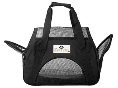 Zampa Airline Approved Soft Sided Pet Carrier (Color: black, size: 19" x 13" x 10")