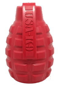 USA-K9 Grenade Durable Rubber Chew Toy & Treat Dispenser (Color: Red, size: XL)