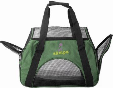 Zampa Airline Approved Soft Sided Pet Carrier (Color: Olive Green, size: 15" x 17" x 7")