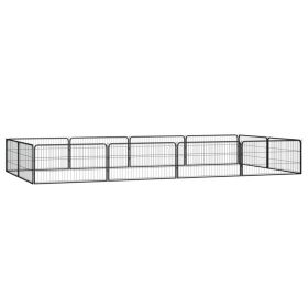 12-Panel Dog Playpen Black 39.4"x19.7" Powder-coated Steel (Color: black)