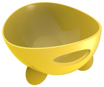 Pet Life 'Modero' Dishwasher Safe Modern Tilted Dog Bowl (Color: yellow)